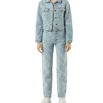 Klassische Monogram-Hose aus gebleichtem Denim