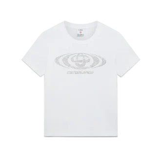 Kristall-Warped-Logo-T-Shirt mit kurzen Shorts und taillierter Passform