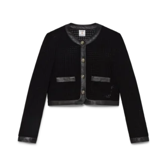 Kurz geschnittene, maßgeschneiderte Jacke mit offenem Gewebe