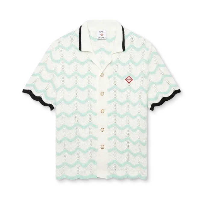 Kurzarm-Shirt aus Baumwollhäkelstoff mit Farbverlauf Kurzarm-Shirt aus Baumwollhäkelstoff mit Farbverlauf