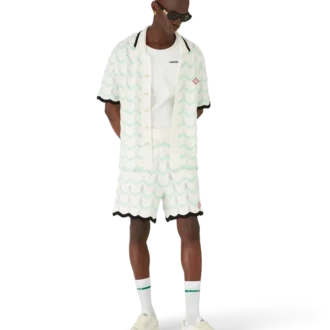 Kurzarm-Shirt aus Baumwollhäkelstoff mit Farbverlauf