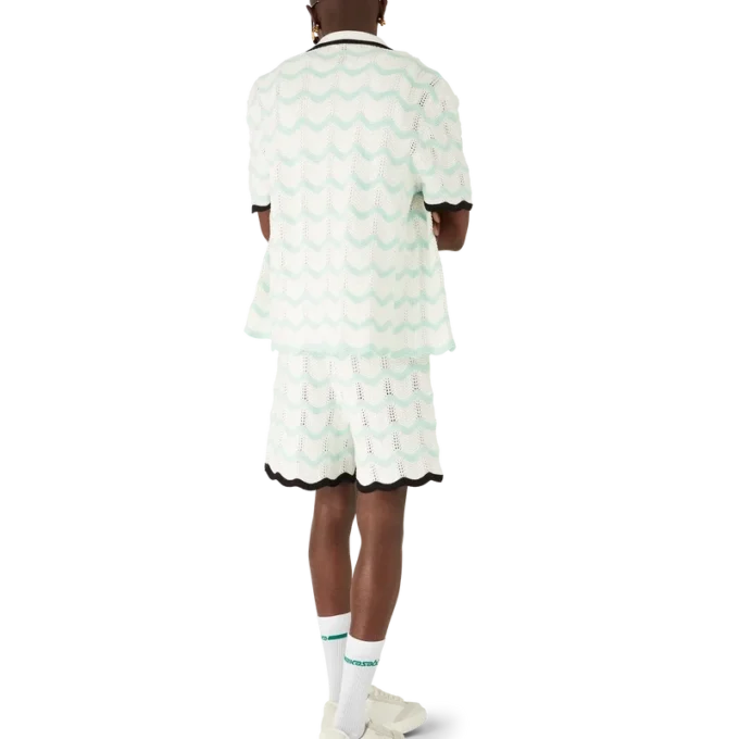 Kurzarm-Shirt aus Baumwollhäkelstoff mit Farbverlauf Kurzarm-Shirt aus Baumwollhäkelstoff mit Farbverlauf