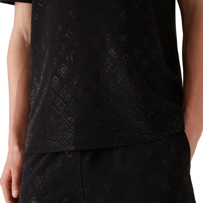 Kurzarm-T-Shirt mit Kristall-Monogramm-Logo