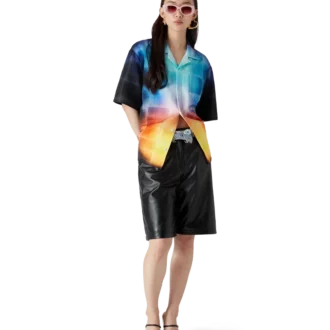 Kurzarmhemd aus Viskosemischung mit Farbverlauf