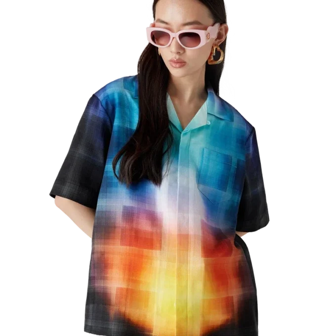 Kurzarmhemd aus Viskosemischung mit Farbverlauf Kurzarmhemd aus Viskosemischung mit Farbverlauf