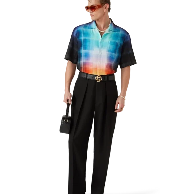 Kurzarmhemd aus Viskosemischung mit Farbverlauf Kurzarmhemd aus Viskosemischung mit Farbverlauf