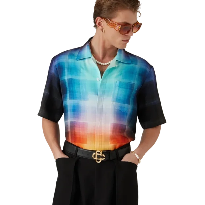 Kurzarmhemd aus Viskosemischung mit Farbverlauf Kurzarmhemd aus Viskosemischung mit Farbverlauf