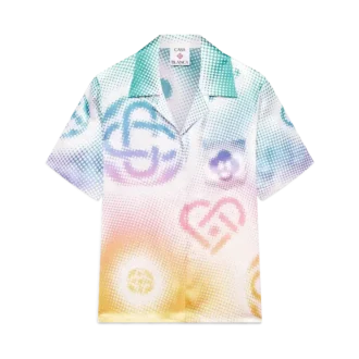 Kurzarmhemd mit Halbton-Logo und kubanischem Kragen Kurzarmhemd mit Halbton-Logo und kubanischem Kragen