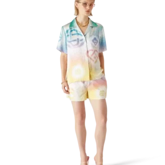 Kurzarmhemd mit Halbton-Logo und kubanischem Kragen Kurzarmhemd mit Halbton-Logo und kubanischem Kragen