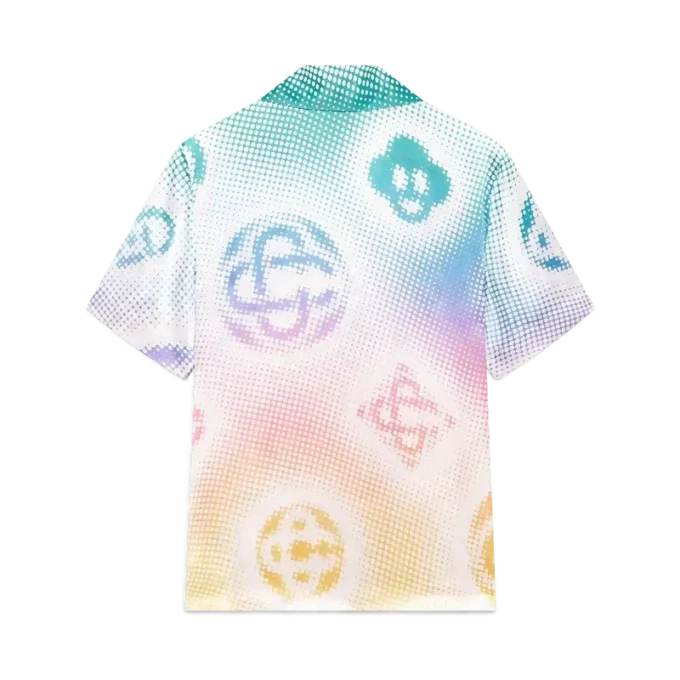 Kurzarmhemd mit Halbton-Logo und kubanischem Kragen Kurzarmhemd mit Halbton-Logo und kubanischem Kragen