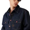 Kurzärmeliges Denim-Shirt mit Logo-Stickerei Kurzärmeliges Denim-Shirt mit Logo-Stickerei