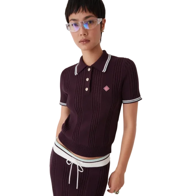 Kurzärmeliges Polohemd aus Baumwollstrick-Shorts