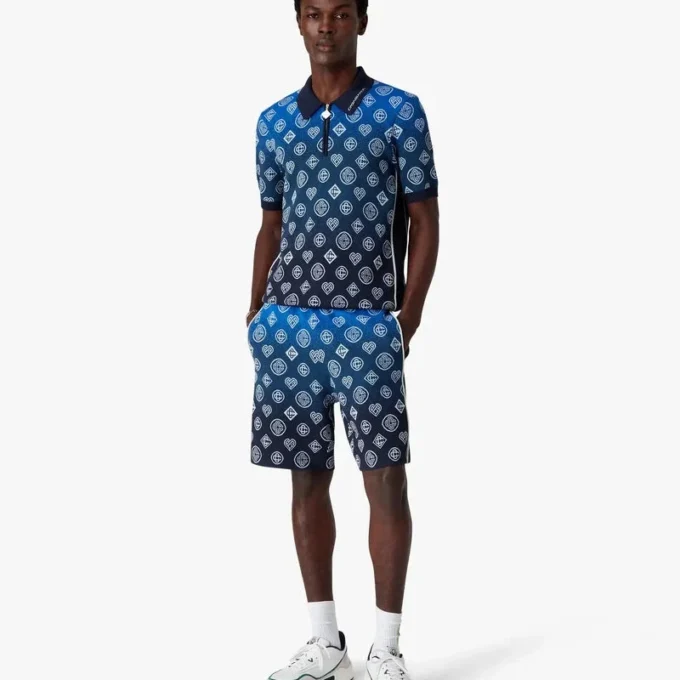 Kurzärmeliges Polohemd aus Strick mit Monogramm-Farbverlauf