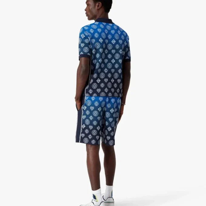 Kurzärmeliges Polohemd aus Strick mit Monogramm-Farbverlauf