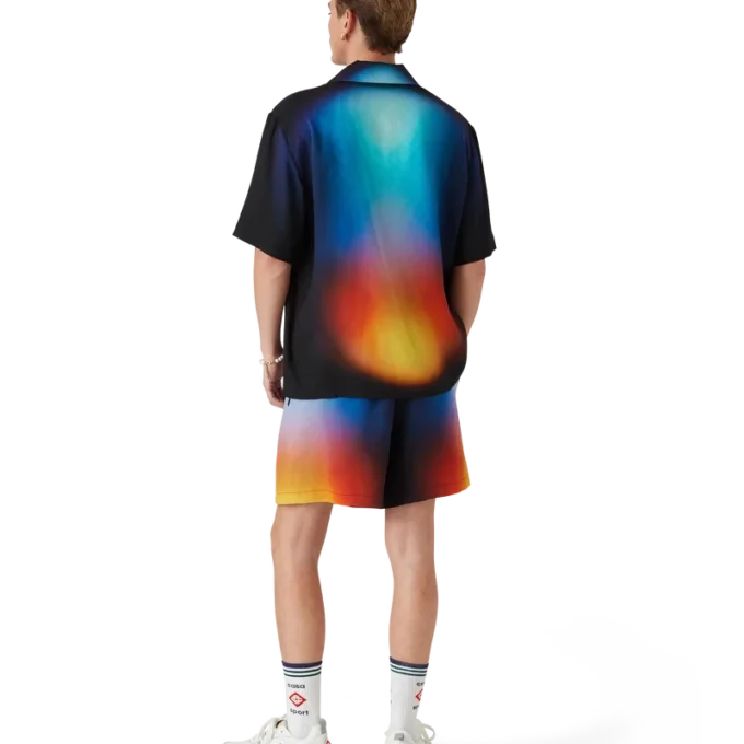 Kurzärmeliges Seidenhemd mit Farbverlauf