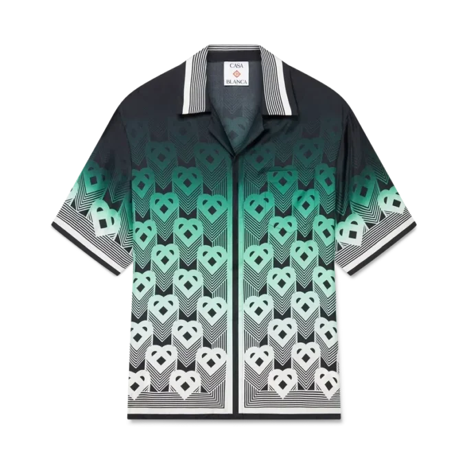 Kurzärmeliges Seidenhemd mit Farbverlaufs-Monogramm Kurzärmeliges Seidenhemd mit Farbverlaufs-Monogramm