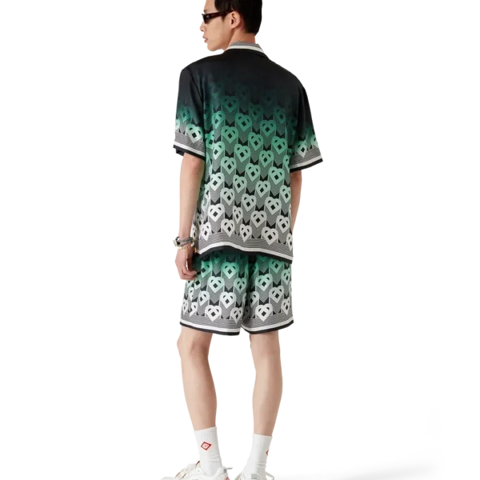 Kurzärmeliges Seidenhemd mit Farbverlaufs-Monogramm Kurzärmeliges Seidenhemd mit Farbverlaufs-Monogramm