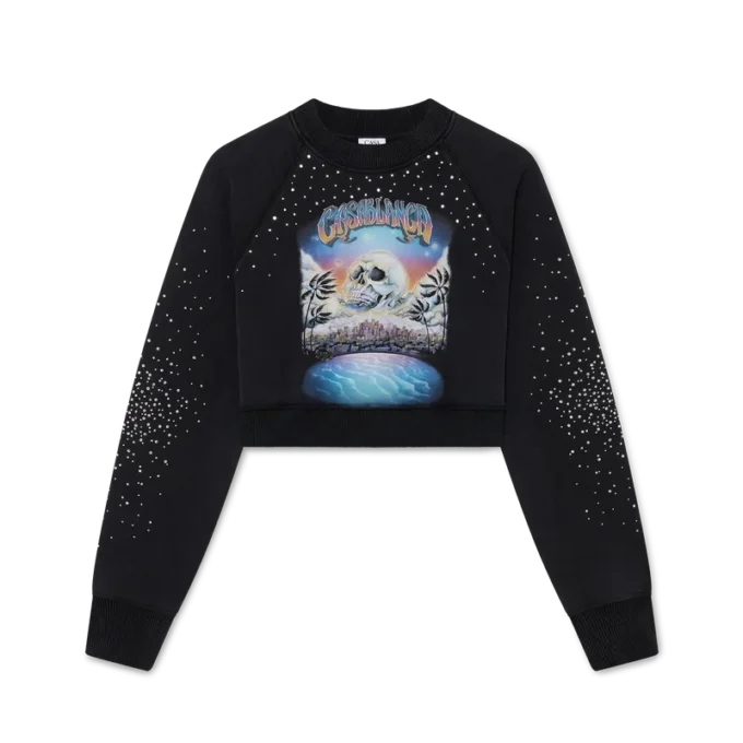 La Pramonition Cropped-Sweatshirt mit Kristallverzierung La Pramonition Cropped-Sweatshirt mit Kristallverzierung