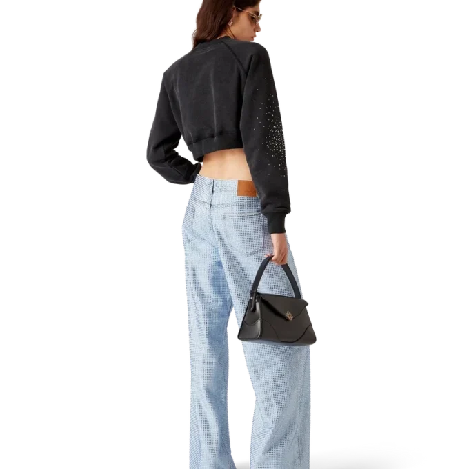 La Pramonition Cropped-Sweatshirt mit Kristallverzierung La Pramonition Cropped-Sweatshirt mit Kristallverzierung