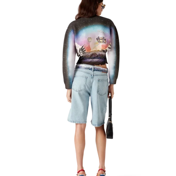 La Pramonition Kurzarmpullover aus Kaschmirmischung