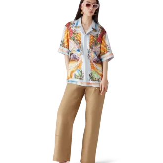 La Tornade De Rose Kurzarm-Seidenhemd