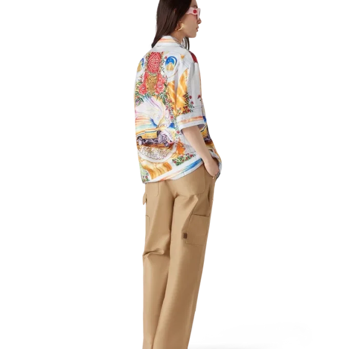 La Tornade De Rose Kurzarm-Seidenhemd