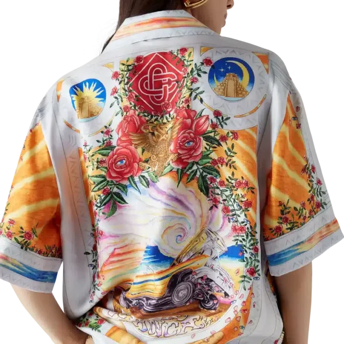 La Tornade De Rose Kurzarm-Seidenhemd