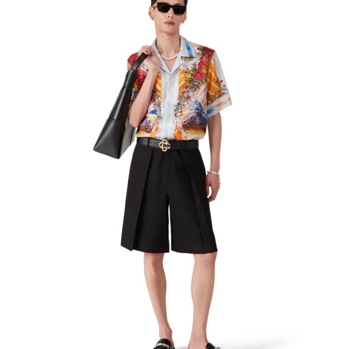 La Tornade De Rose Kurzarm-Seidenhemd