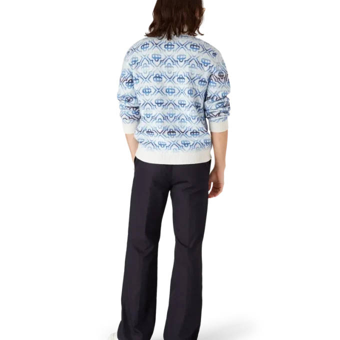 Langärmeliger Merino-Cardigan mit Space-Dye-Monogramm