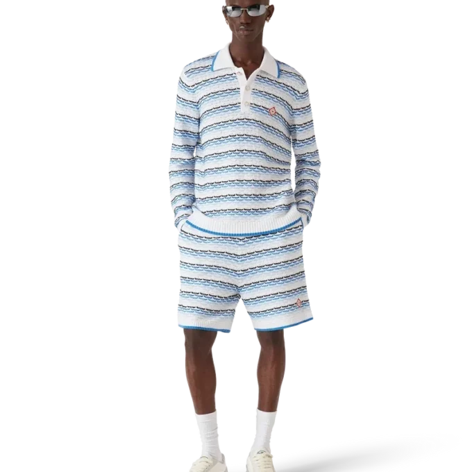 Langärmliges Poloshirt mit Tuck-Stitch-Muster