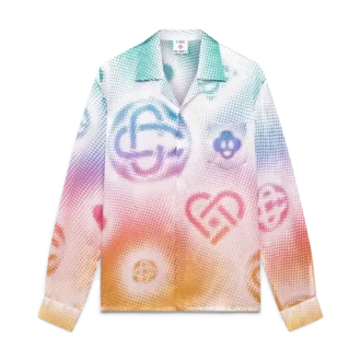 Langärmliges Seidenhemd mit Halftone-Logo