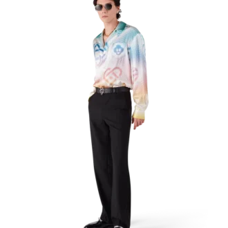 Langärmliges Seidenhemd mit Halftone-Logo