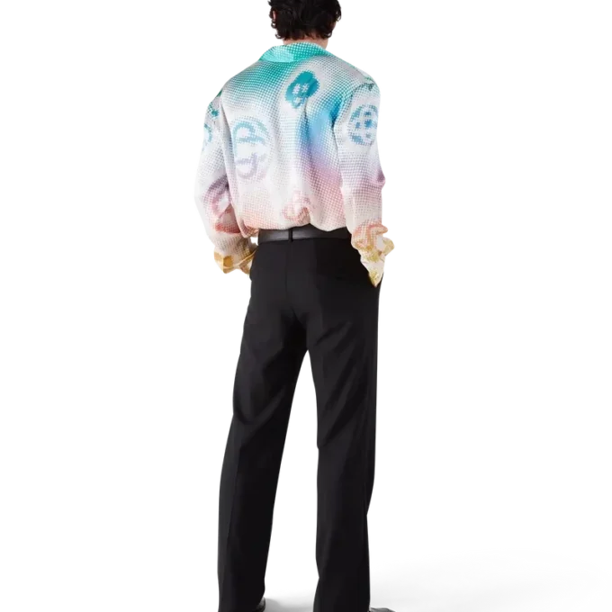 Langärmliges Seidenhemd mit Halftone-Logo