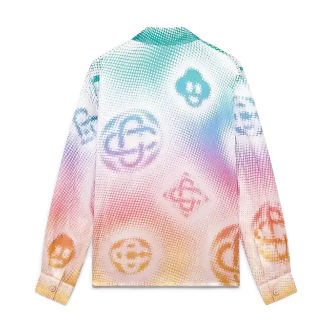 Langärmliges Seidenhemd mit Halftone-Logo