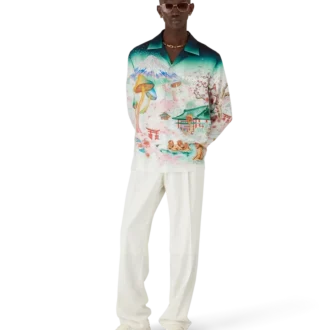 Langärmliges Seidentwill-Hemd „Flowers“