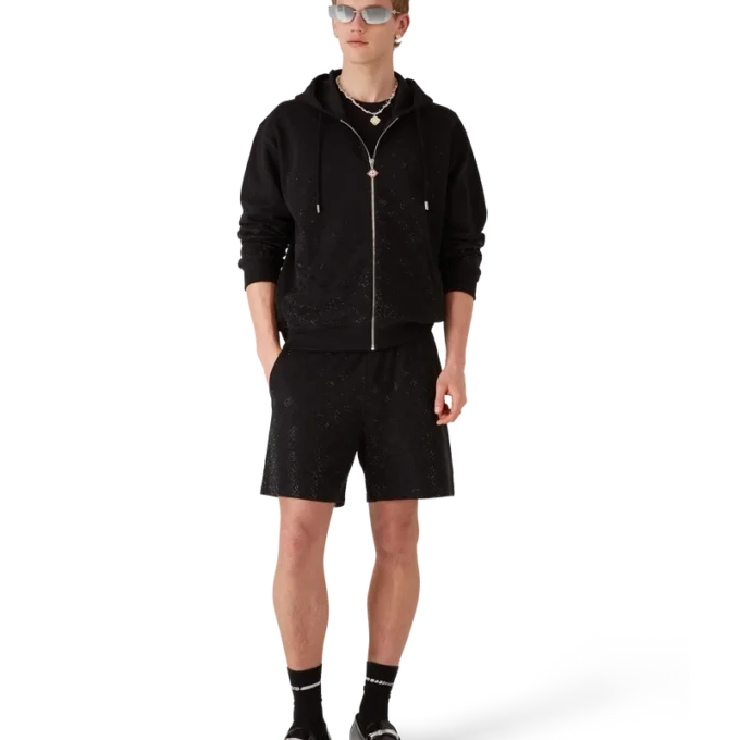 Langärmliges Sweatshirt mit Kristall-Monogramm Langärmliges Sweatshirt mit Kristall-Monogramm