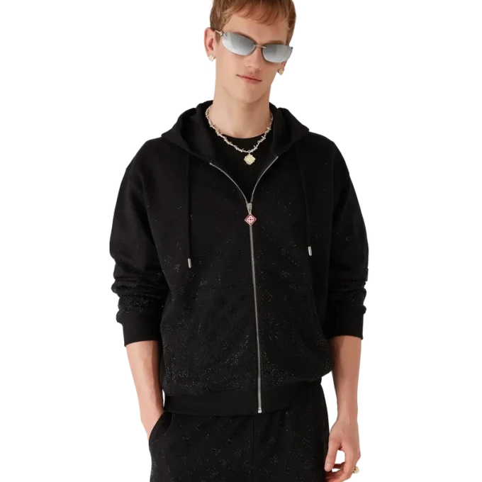 Langärmliges Sweatshirt mit Kristall-Monogramm Langärmliges Sweatshirt mit Kristall-Monogramm