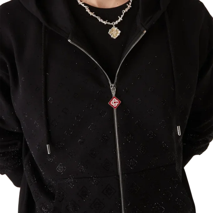 Langärmliges Sweatshirt mit Kristall-Monogramm Langärmliges Sweatshirt mit Kristall-Monogramm