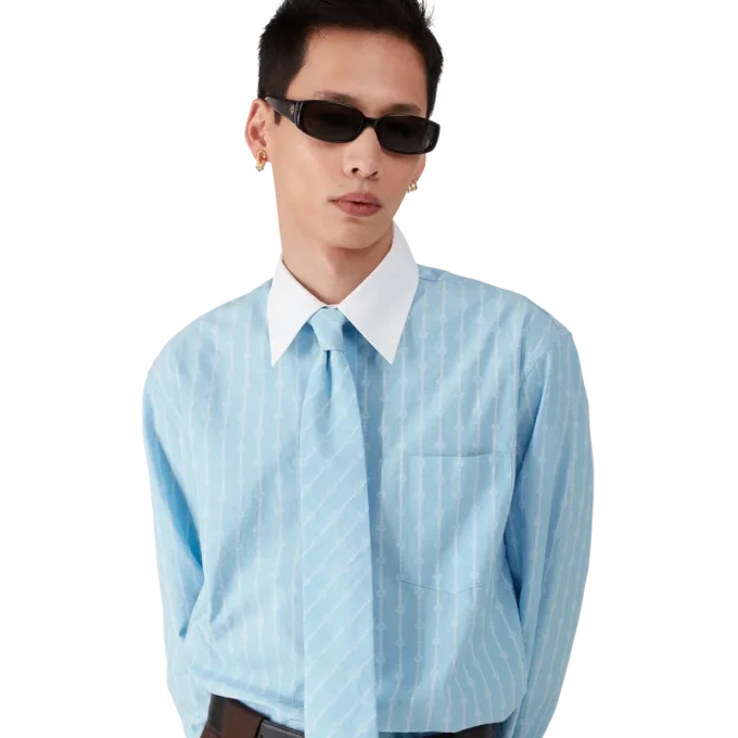 Laurel Stripe Jacquard-Hemd