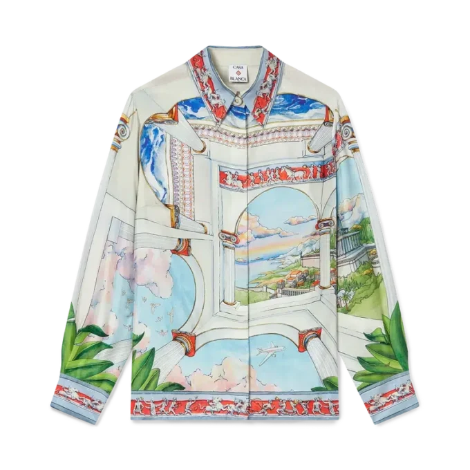 Le Passage Langarm-Seidenhemd