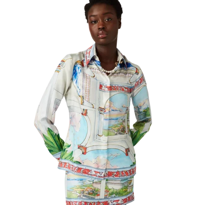 Le Passage Langarm-Seidenhemd