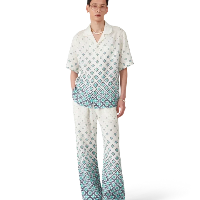 Leinen-Hose mit Monogramm-Farbverlauf Leinen-Hose mit Monogramm-Farbverlauf