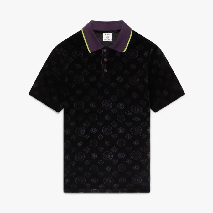 Lila Monogram-Velours-Poloshirt