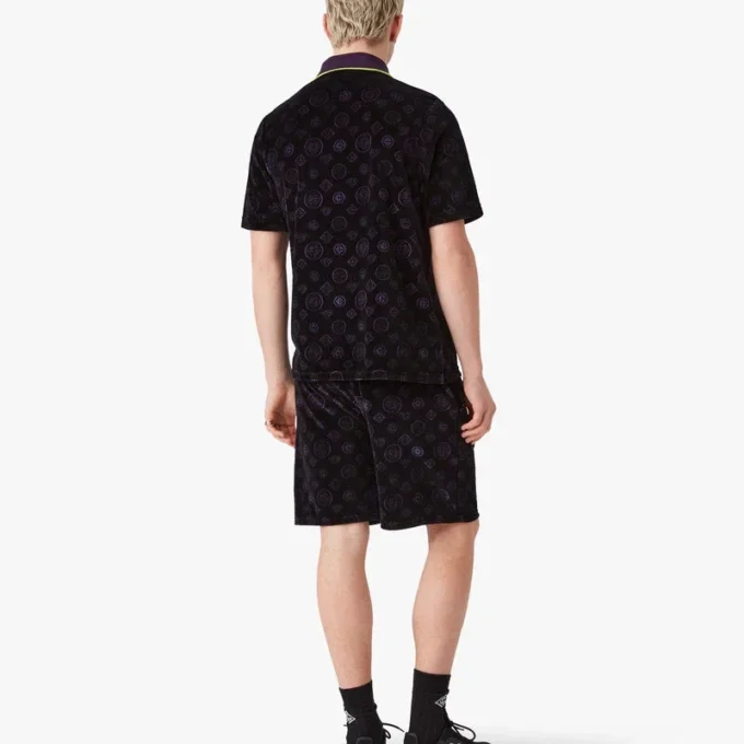 Lila Monogram-Velours-Poloshirt