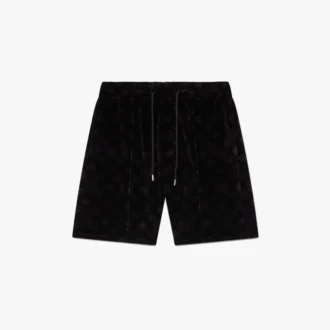 Lila Velours-Shorts mit Monogramm