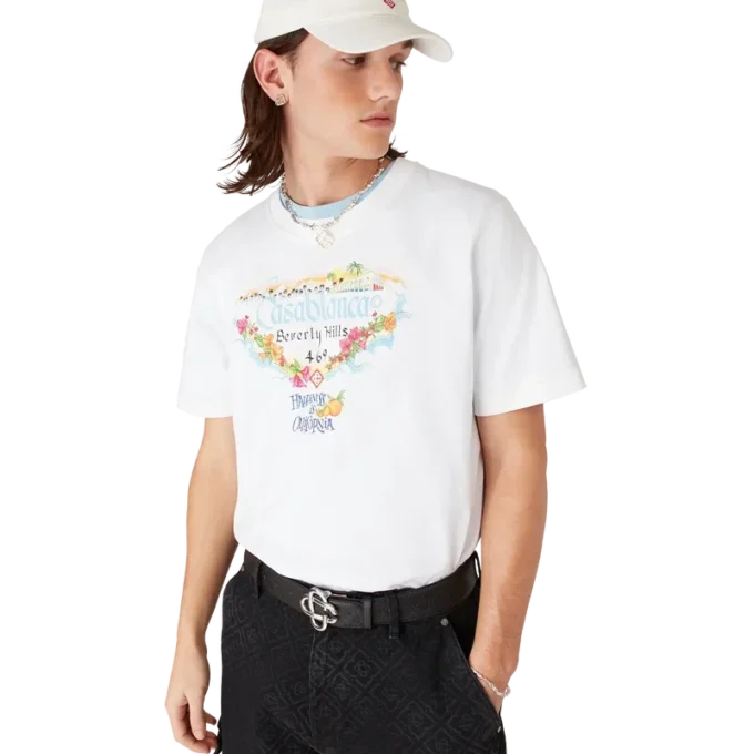 Los Angeles Store bedrucktes Logo-T-Shirt mit kurzen Ärmeln