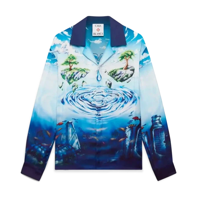 Lost Atlantis Langarm-Seidenhemd