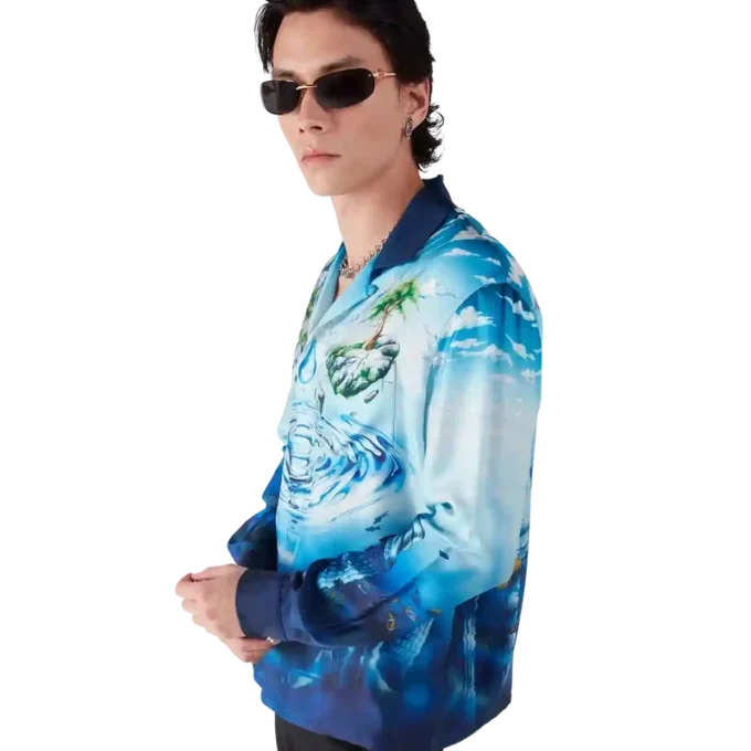 Lost Atlantis Langarm-Seidenhemd