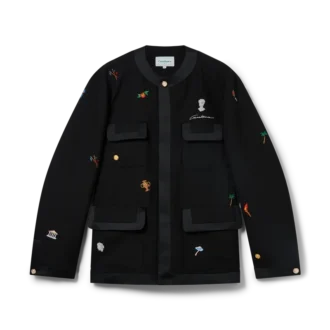 Maßgeschneiderte Jacke aus Wolle mit gesticktem Motiv