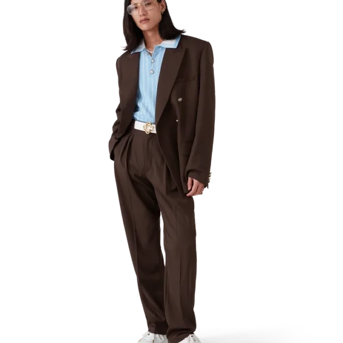 Maßgeschneiderte Plissee-Hose aus Wolle Maßgeschneiderte Plissee-Hose aus Wolle